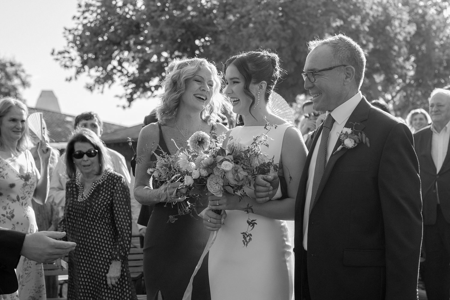 Black and white wedding ceremony photo