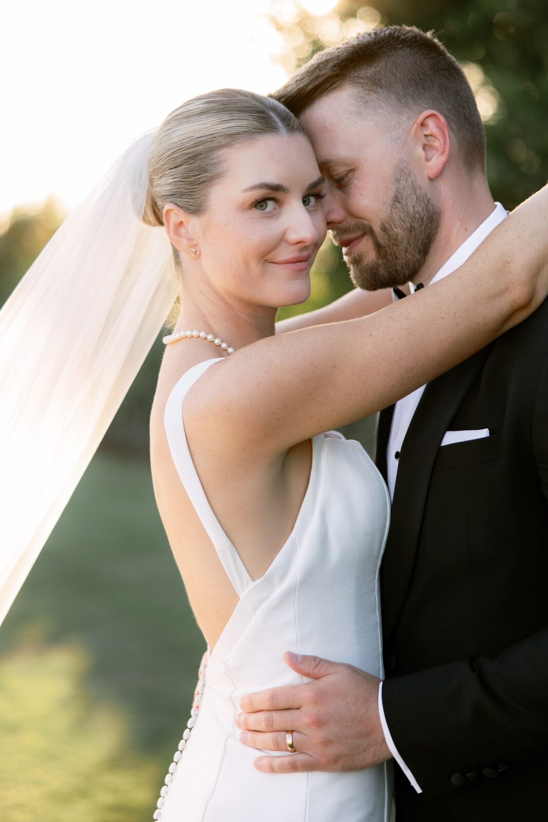 Romantic sunset wedding photos