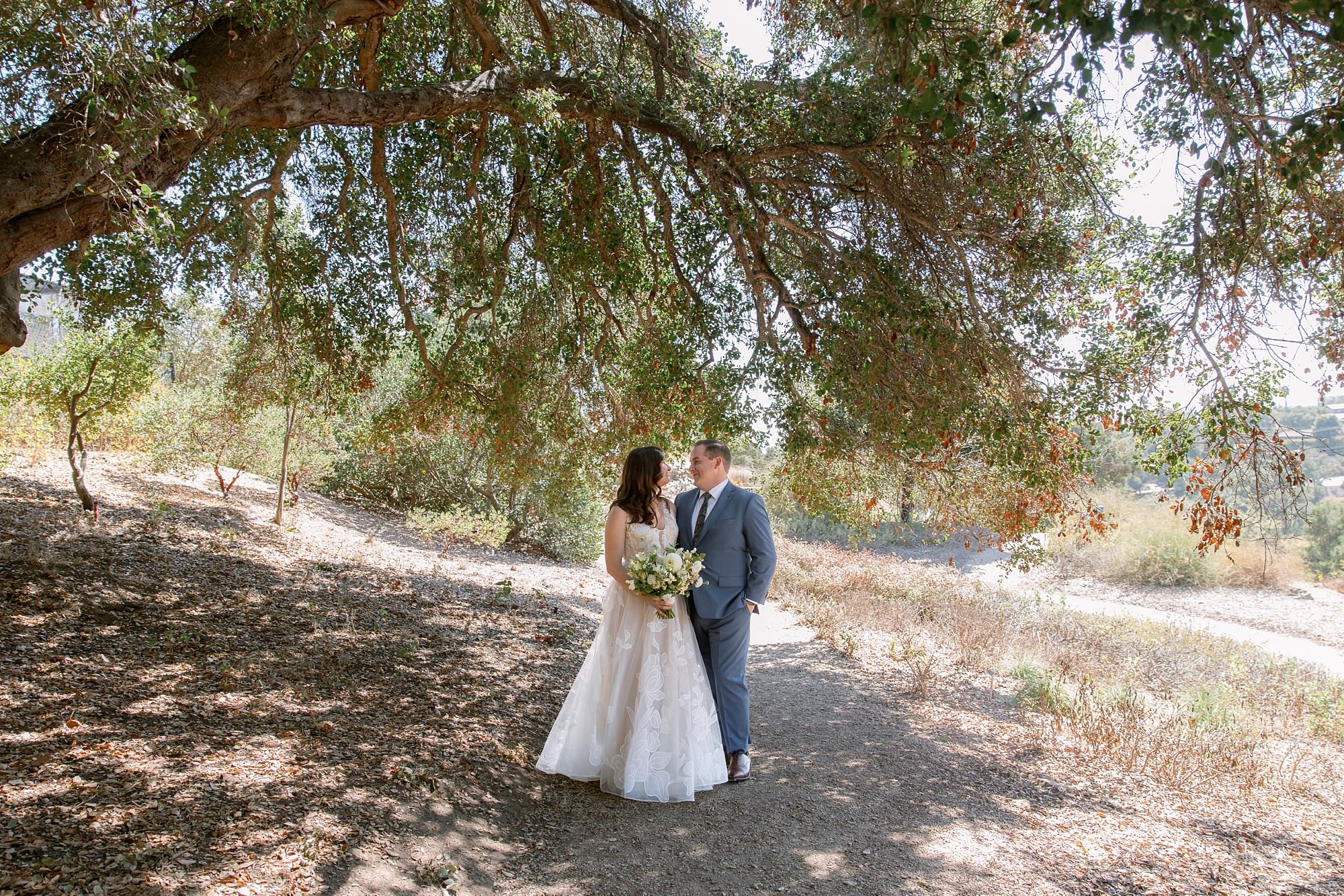 bride and groom portrait at Santa Barbara Botanic Garden