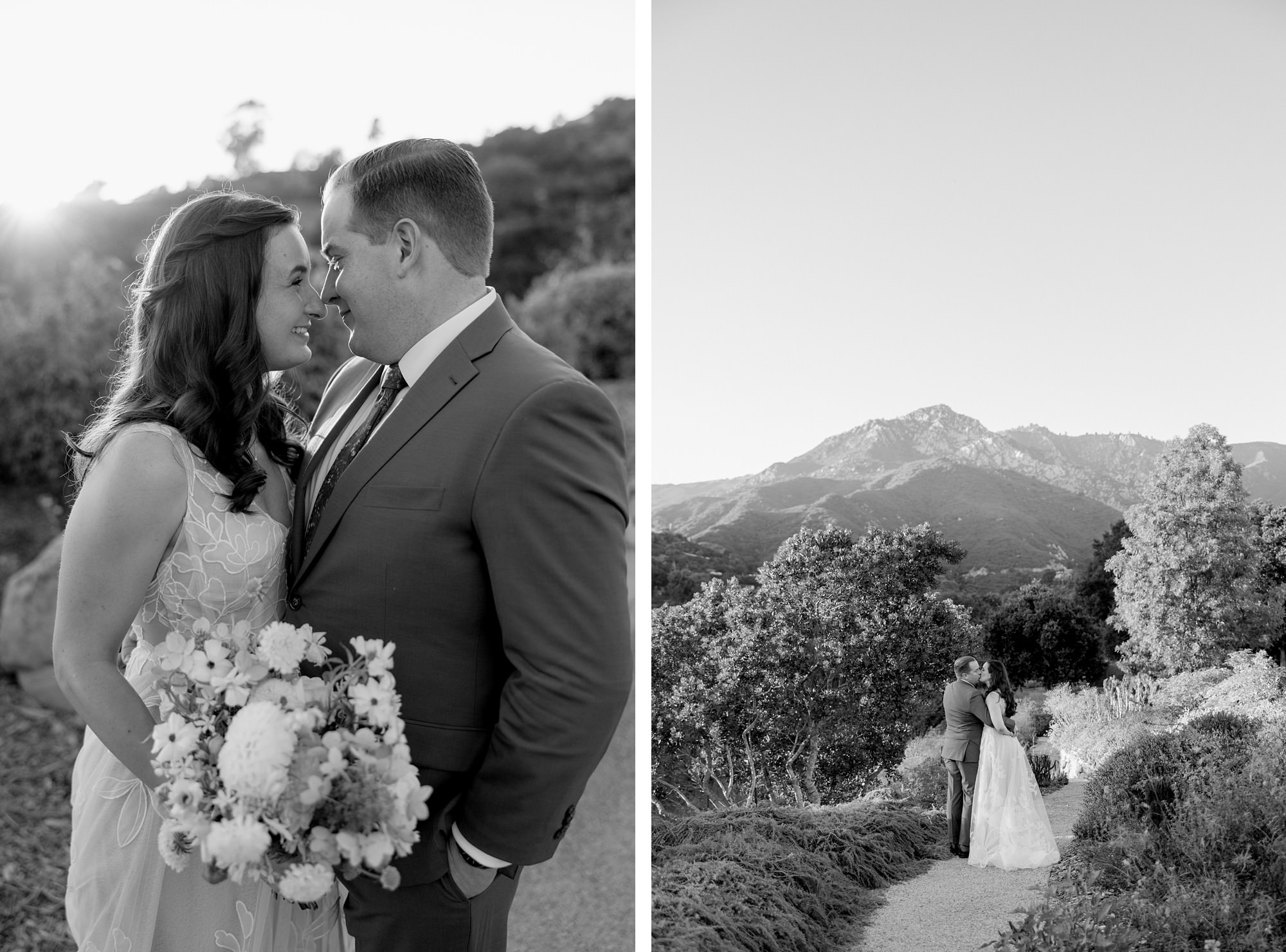Bride and groom at their Santa Barbara Botanic Garden wedding