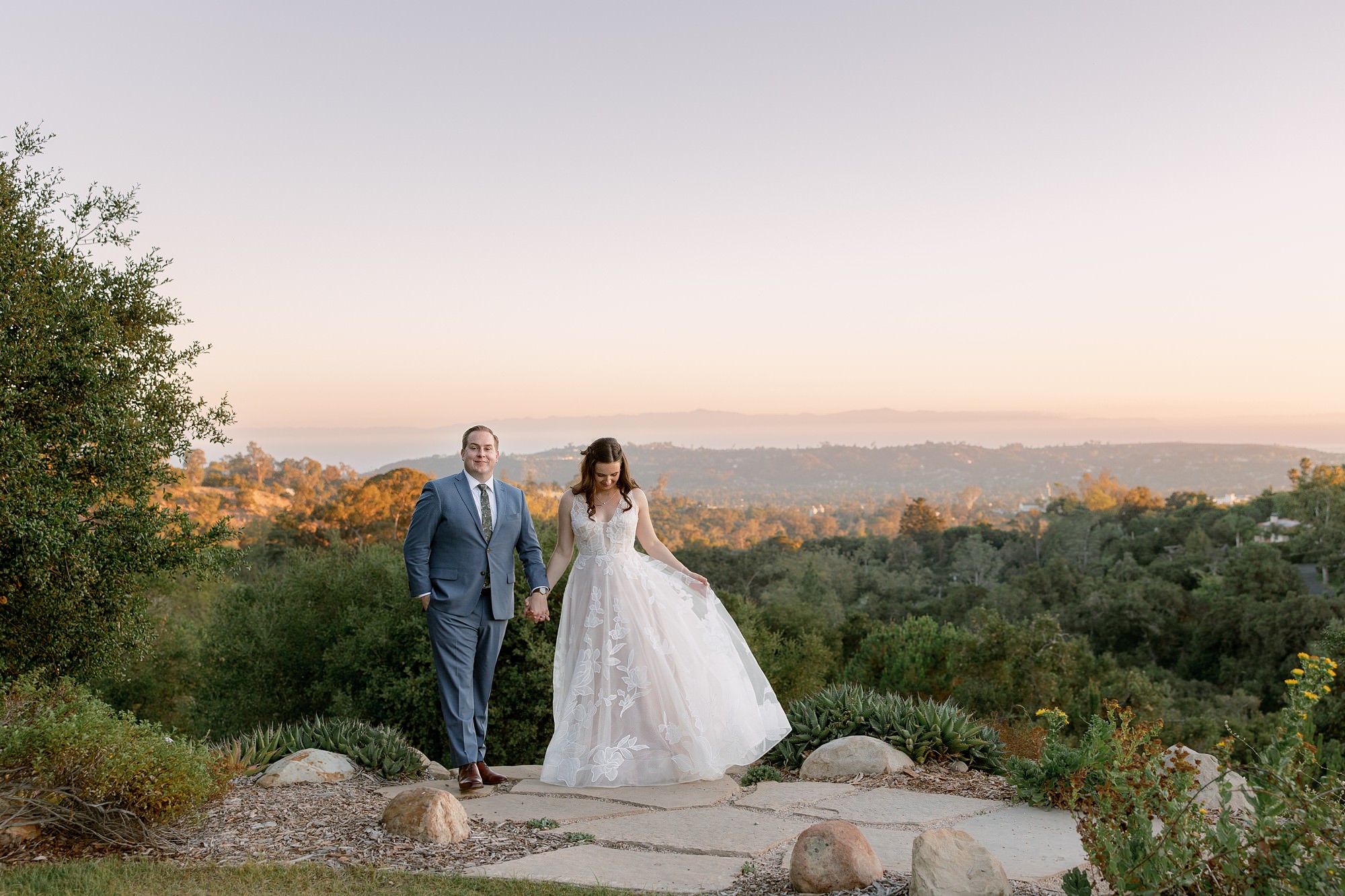 Bride and groom at their Santa Barbara Botanic Garden wedding