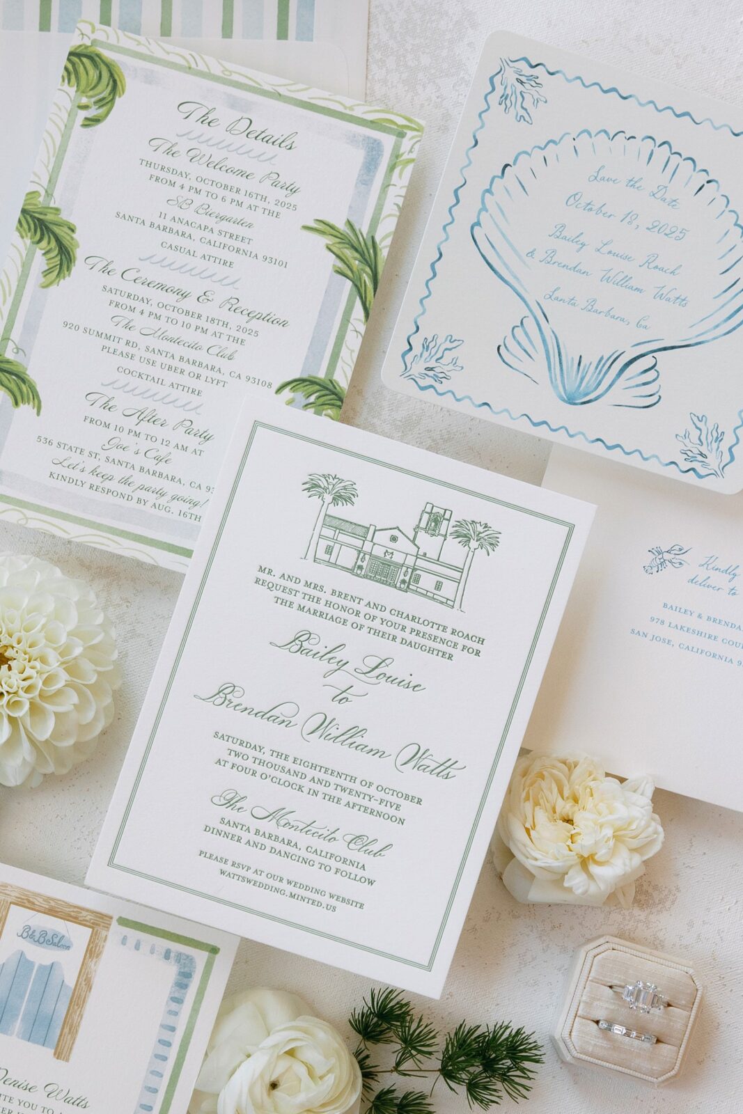 Custom seashell save the date