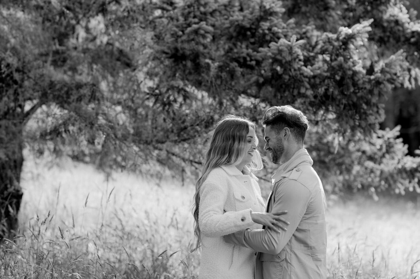Northern California engagement session in black and white