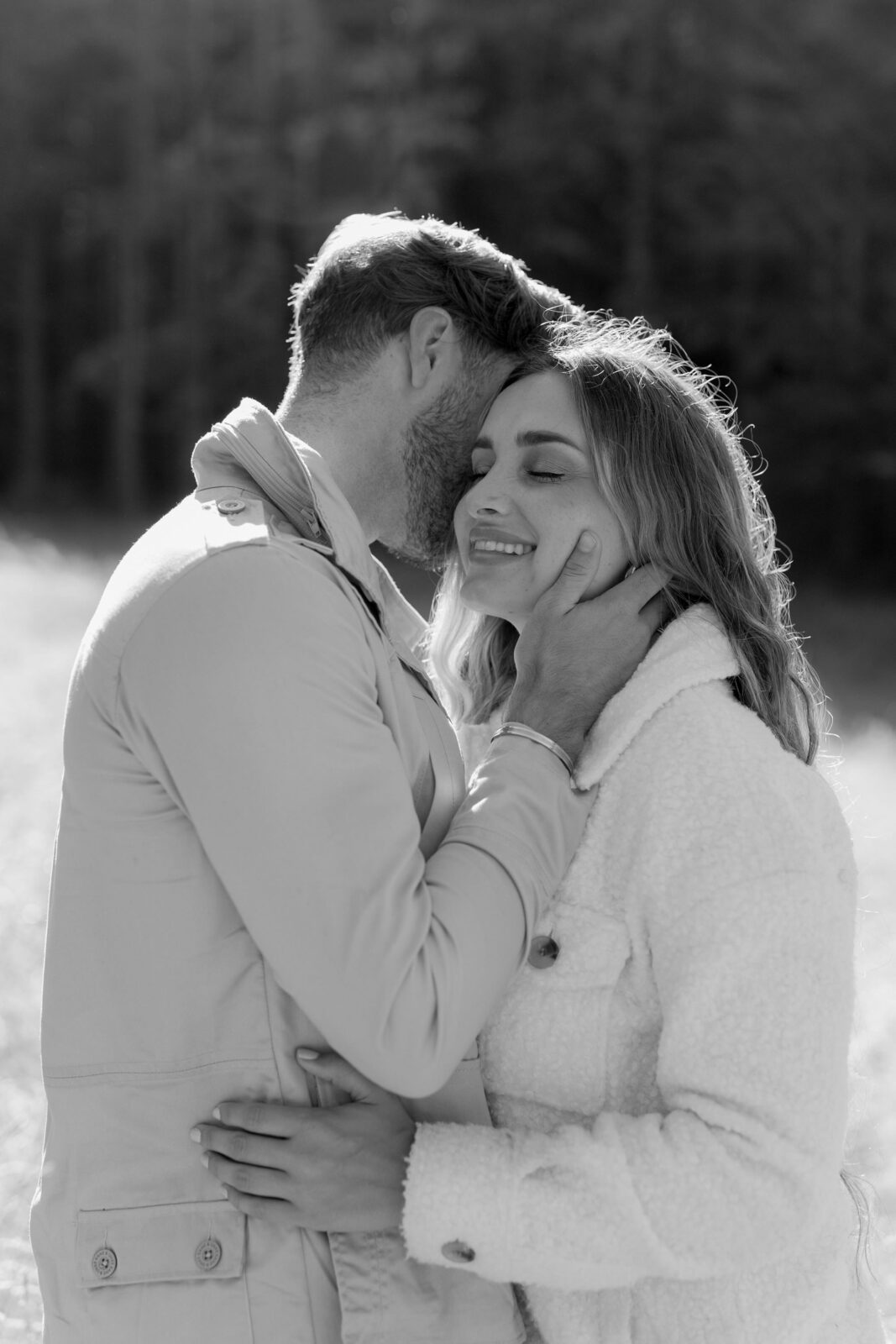 Black and white California engagement photos