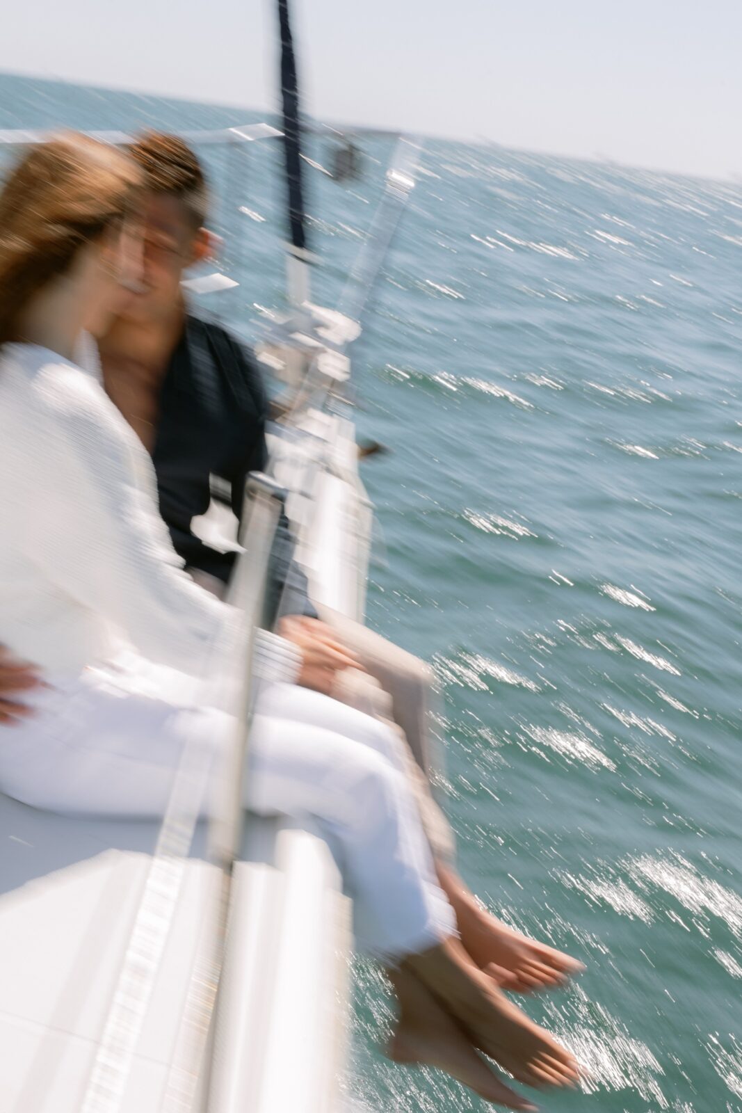 Engagement photos on a boat