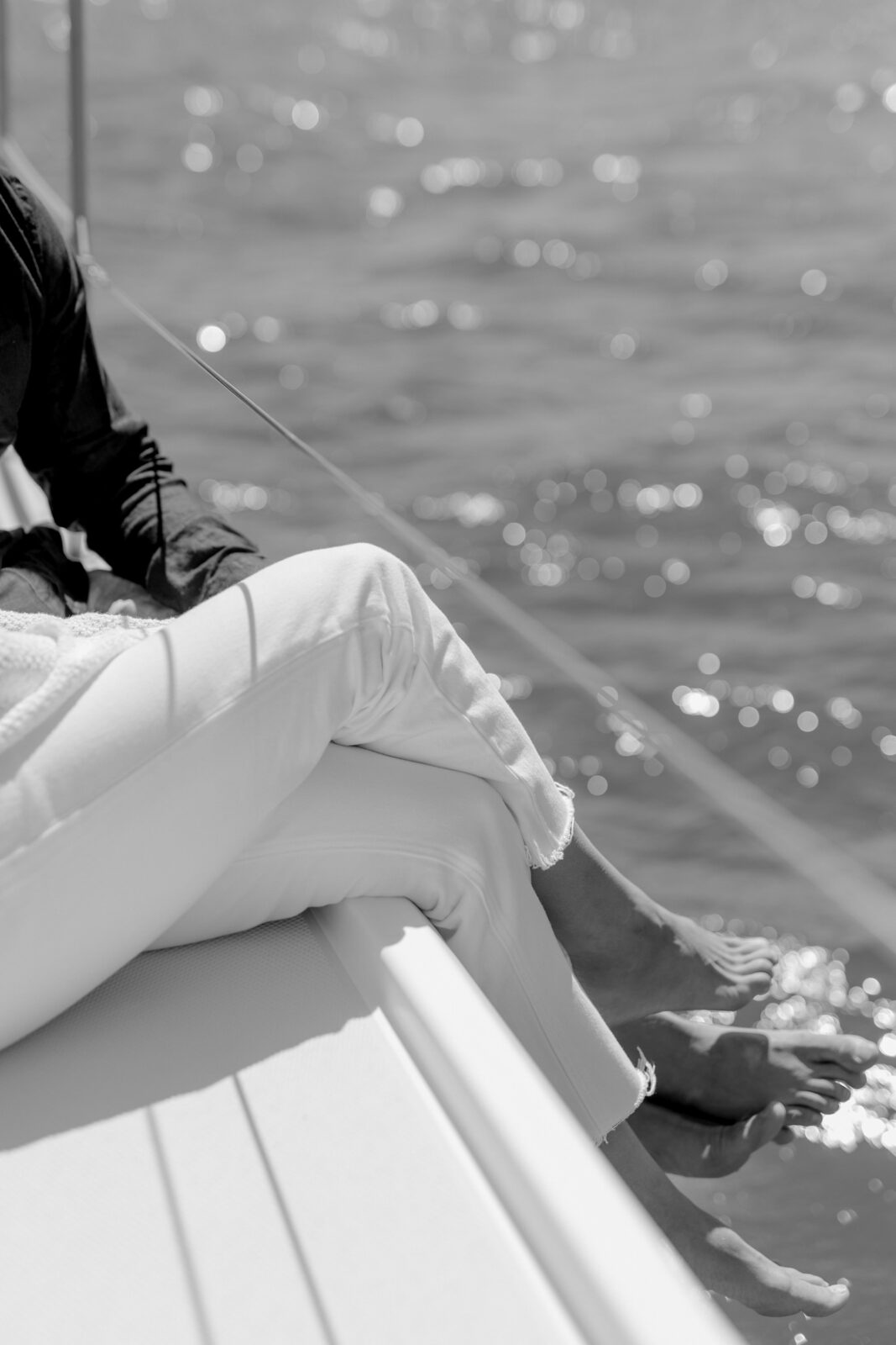 Black and white Sailboat engagement photos
